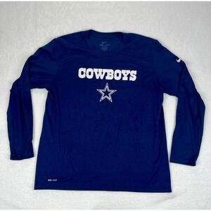 Nike Dallas Cowboys Dri-Fit Long Sleeve T Shirt Men's XL Navy Blue NFL